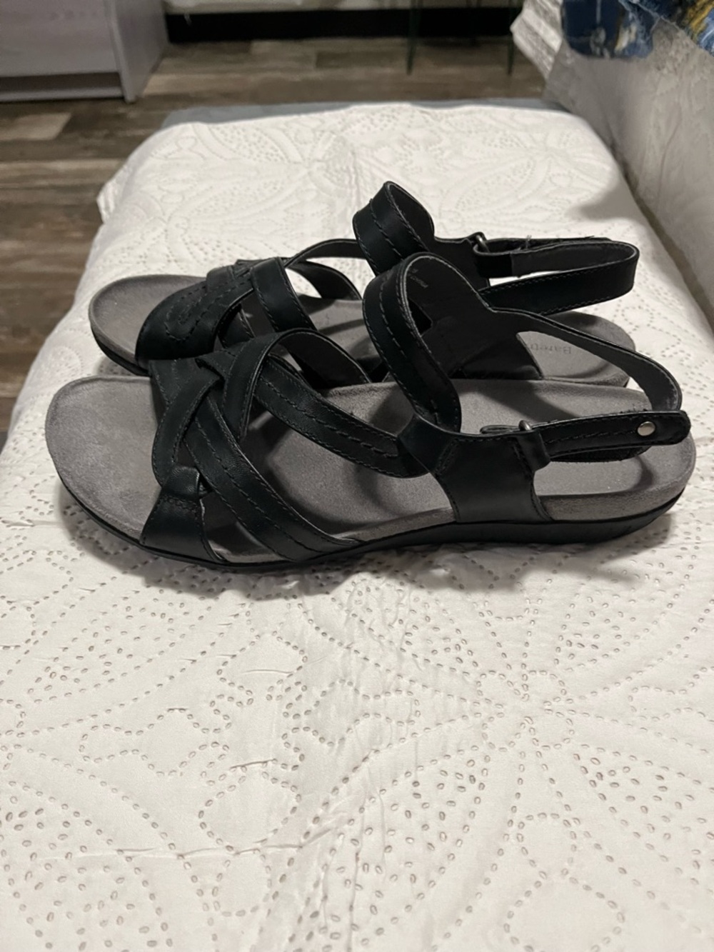 Baretraps Women's Jordyn Black Leather Slingback Sandals